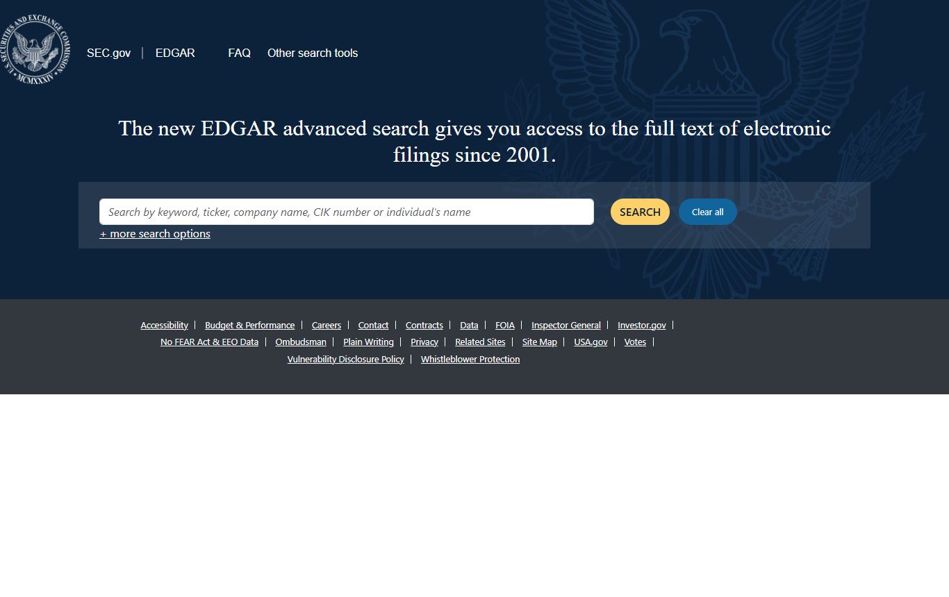 SEC EDGAR full-text search where quarterly 13F holdings filings are published